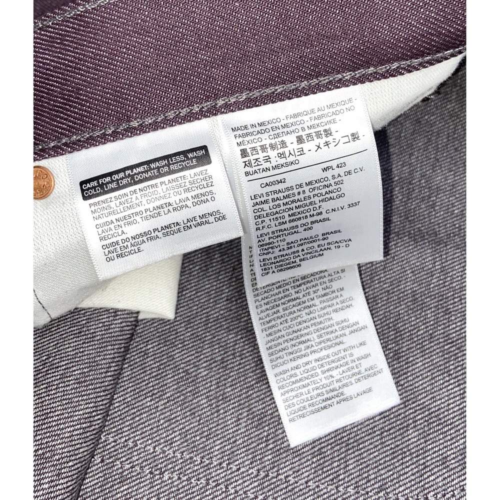 Levi's White Oak Cone Denim 501 Jeans Men's 42x30 Purple Garment Dyed Timberwolf - Picture 9 of 9